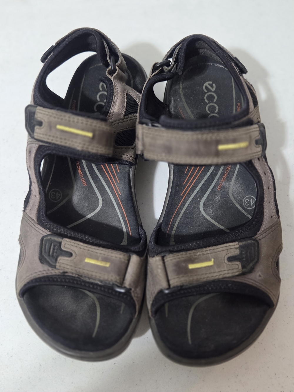 Ecco Men's Brown and Black Leather Sport Sandals